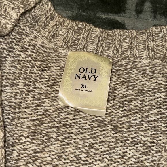 Y2K Old Navy Cardigan Sweater Womens XL Brown Beige Knitted Pockets Button Front - Picture 5 of 11